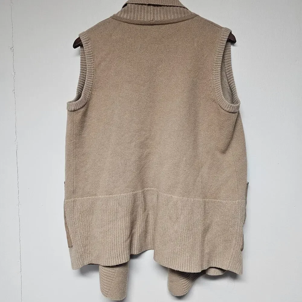 LaFayette 148 Tan Wool Lagenlook‎ Oversized Cardigan Size Small Layering Cozy